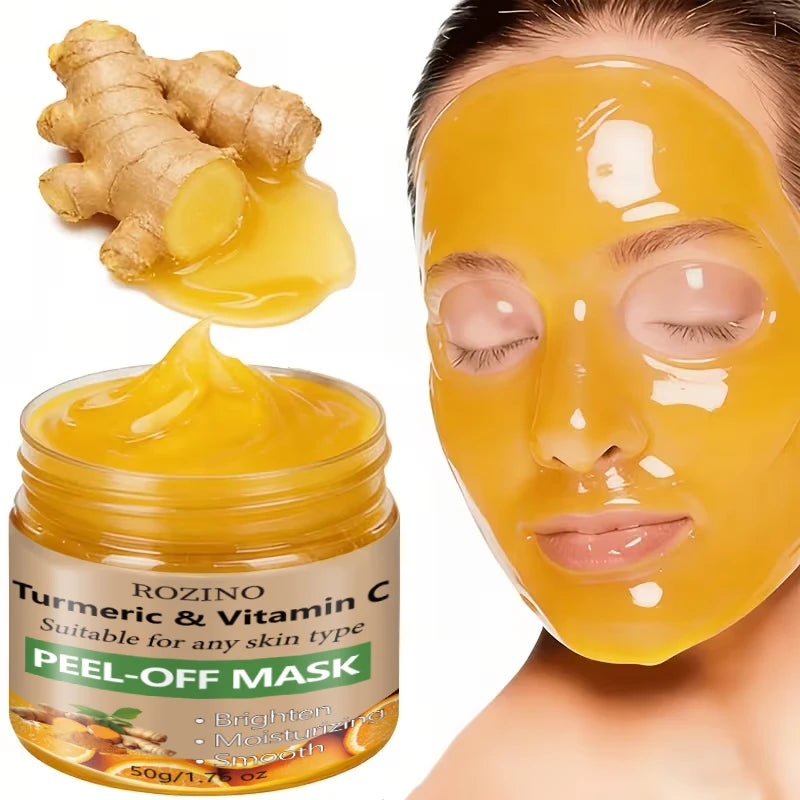 50g Turmeric and Vitamin C Peel-Off Mask, Brightens Skin Tone, Moisturizes, Smoothes, Nourishes, Tightens the Face, Anti-Wrinkle Skin Care, Firming and Lifting, Plumps Skin, Specially Designed for Large Pores and Loose Skin,