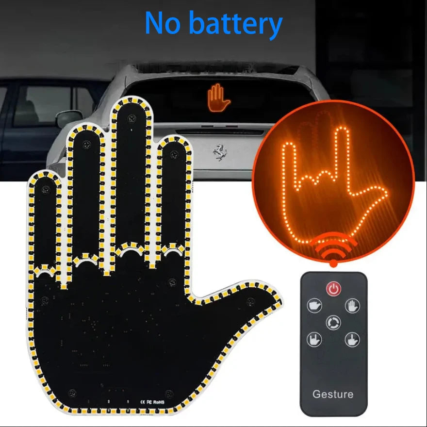 Car Gesture Light with Remote Control – Funny LED Palm Light for Road Rage Reactions