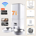 7L Smart Automatic Pet Feeder with HD Camera Double Bowls WiFi Intelligent Cat Dog Food Dispenser with Tuya App Control Remote Monitoring Two-Way Audio Voice Recorder Timer Auto Feeding for Multi Pets