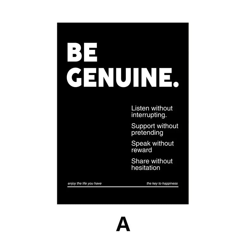 Simple Black Background Inspirational Quotes Canvas Art Poster Prints Modern Motivational Wall Decor Picture for Home
