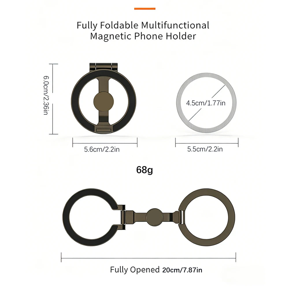 Double Sided Magnetic Suction 3 Sections Shimmering Powder Magnetic Ring Phone Holder 360° Rotatable Ultra Light Ultra Thin Allo
