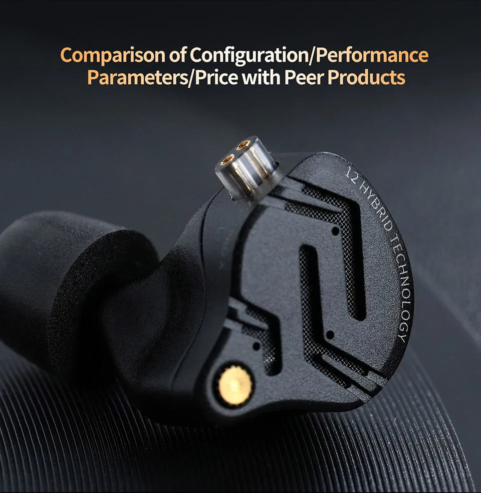 KZ ZS12 Pro X Metal Hybrid Earphones with Adjustable Bass Tuning