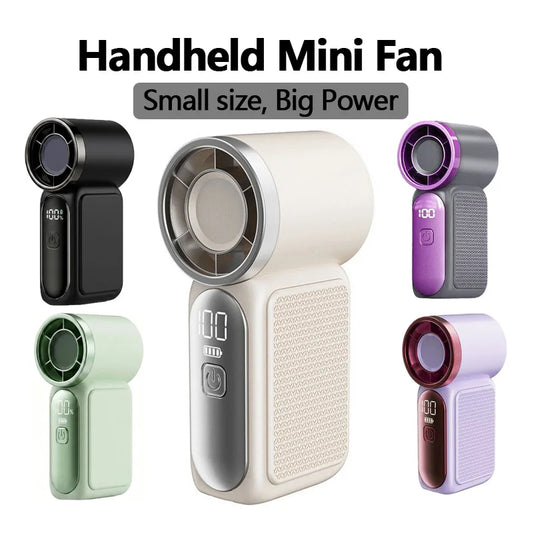 Portable Handheld Mini Fan With Digital Display And Type C Rechargeable