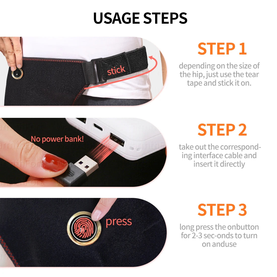 Cordless Heated Hip Support Brace with Massager Relief Lower Back Hip Heating  Massage Support Hips Muscle Relaxation