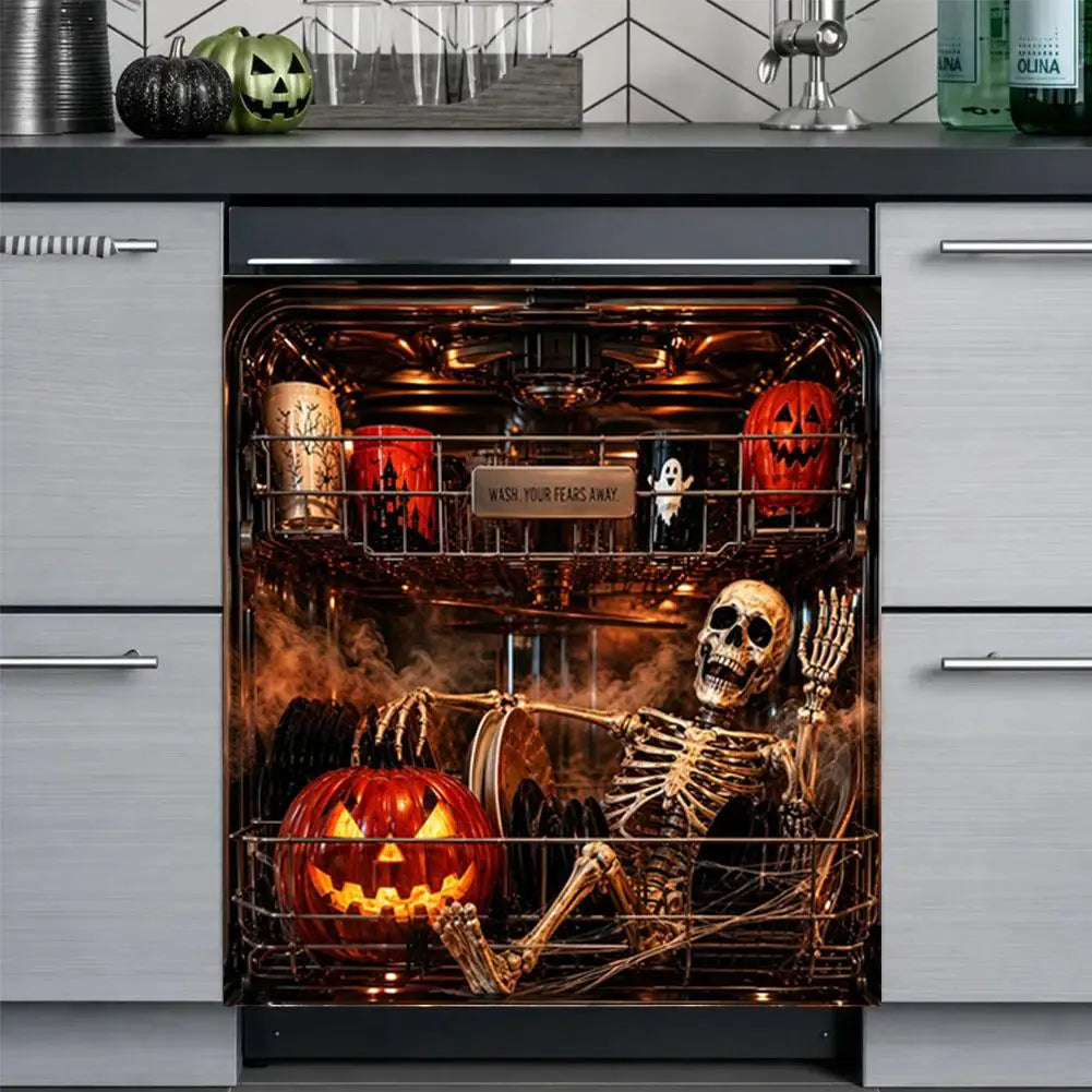 Halloween Dishwasher Magnet Cover Waterproof Appliance Magnetic Panel Reusable Kitchen Decor for Fridge Washer Door