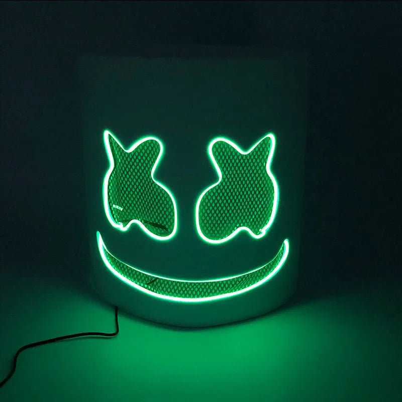 Fashion Luminous LED Mask DJ Costumes Accessories Glow Supplies Neon Light Marshmallow  Mask For Music Festival Nightclub Dance