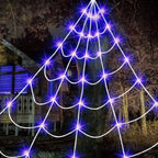 8 Modes Halloween Spider Web Lights Glow Waterproof Luminous Halloween Spider 5m Triangle Scary Giant Spider Bar