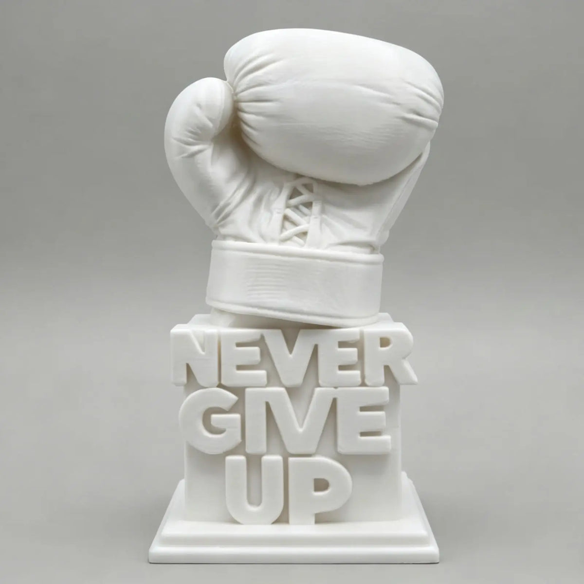 3D Printed "Never Give Up" Boxing Glove Figurine Inspirational Desk Decor Motivational Sculpture for Office Home Gift Birthday