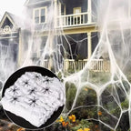 Halloween Decoration Spider Web,Artificial Cobweb,Stretchy Cobweb With Spider,Horror Gothic Haunted House Home Decor