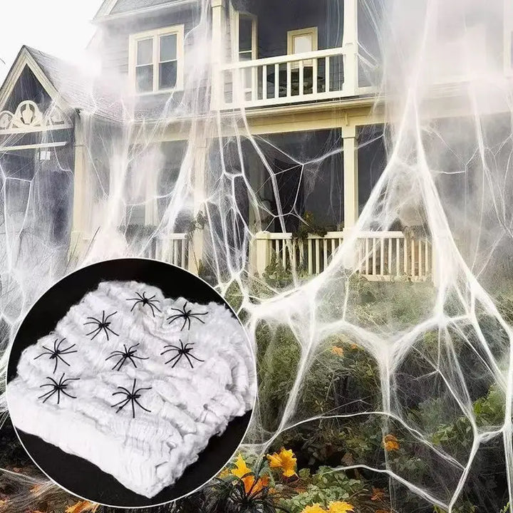Halloween Decoration Spider Web,Artificial Cobweb,Stretchy Cobweb With Spider,Horror Gothic Haunted House Home Decor