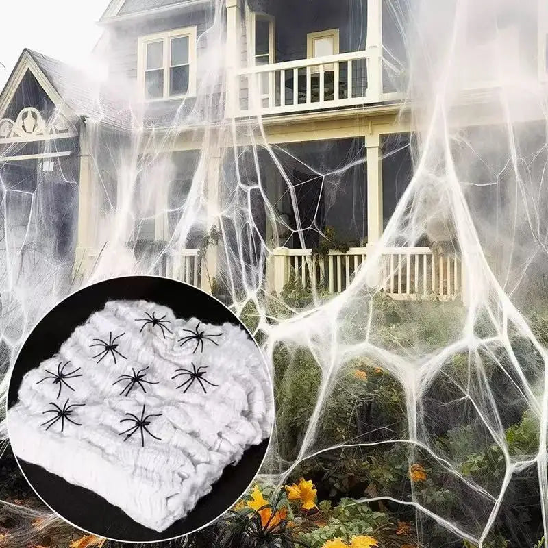 Halloween Decoration Spider Web,Artificial Cobweb,Stretchy Cobweb With Spider,Horror Gothic Haunted House Home Decor