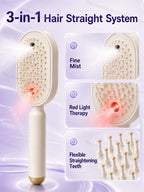 Electric Hair Straightener Brush No Heat with Fine Mist Spray Red Light Therapy Straightening Scalp Massage Cordless Fast Charge