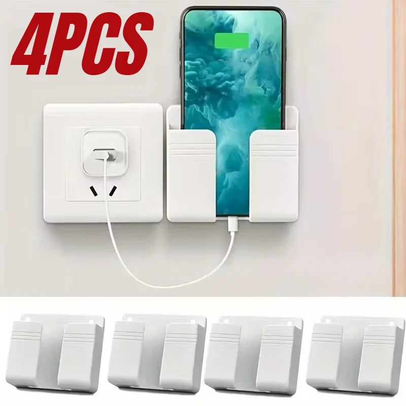 4 Piece Wall Mounted Phone Holder Organizer With Adhesive Charging Dock