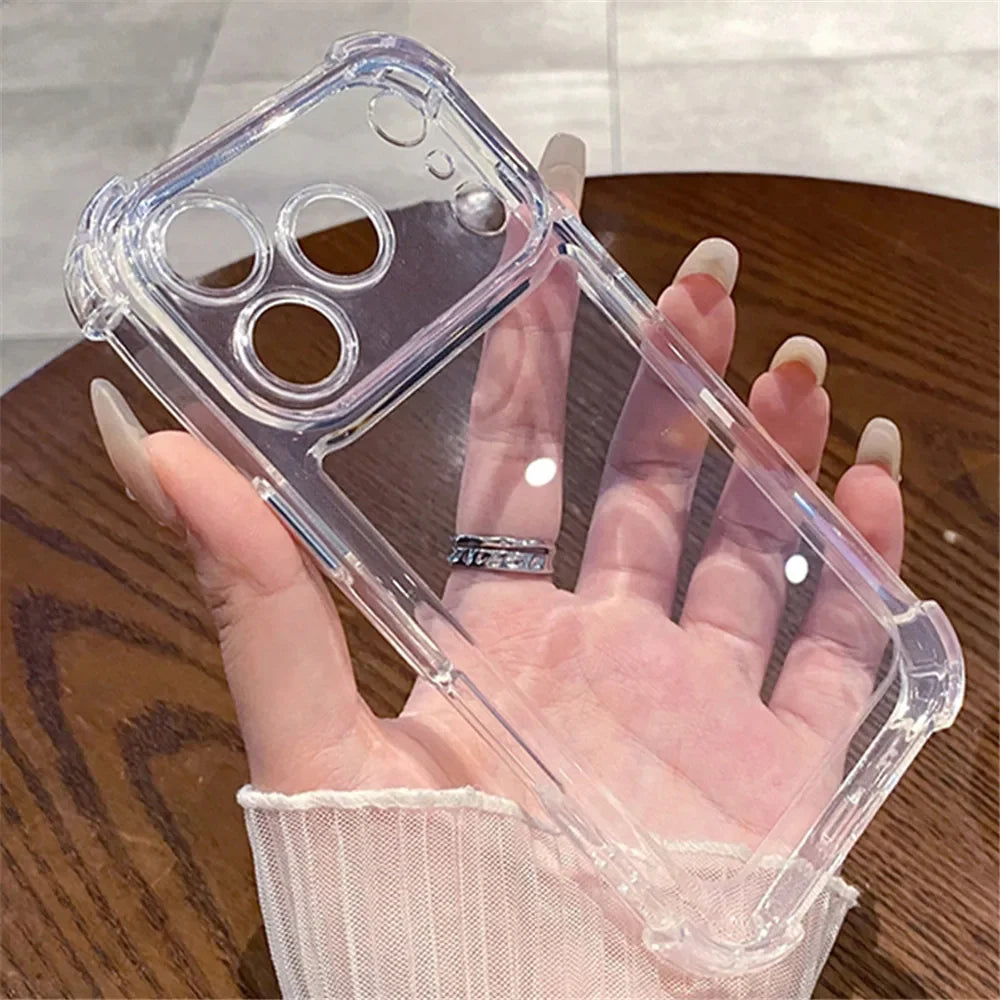 Shockproof Bumper Protector HD Clear Acrylic Phone Case For iPhone 18 17 16 15 14 13 12 11 Pro Max Back Cover Transparent Funda