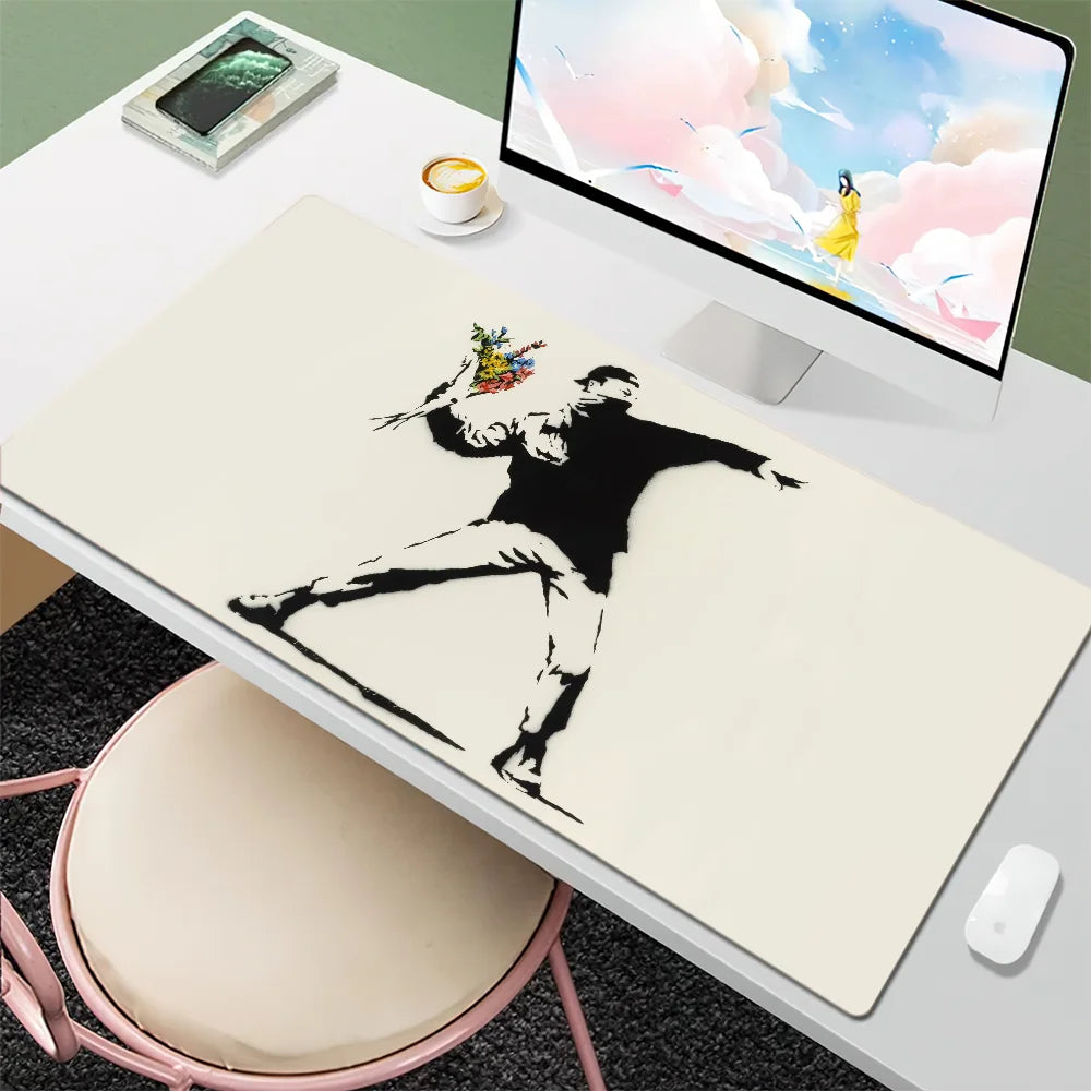 Graffiti Art Banksy S Mouse Pad Large Desk Mat Keyboard Ergonomic Office Rubber Game PC Non-slip Anti-fray Home Custom Best Pric