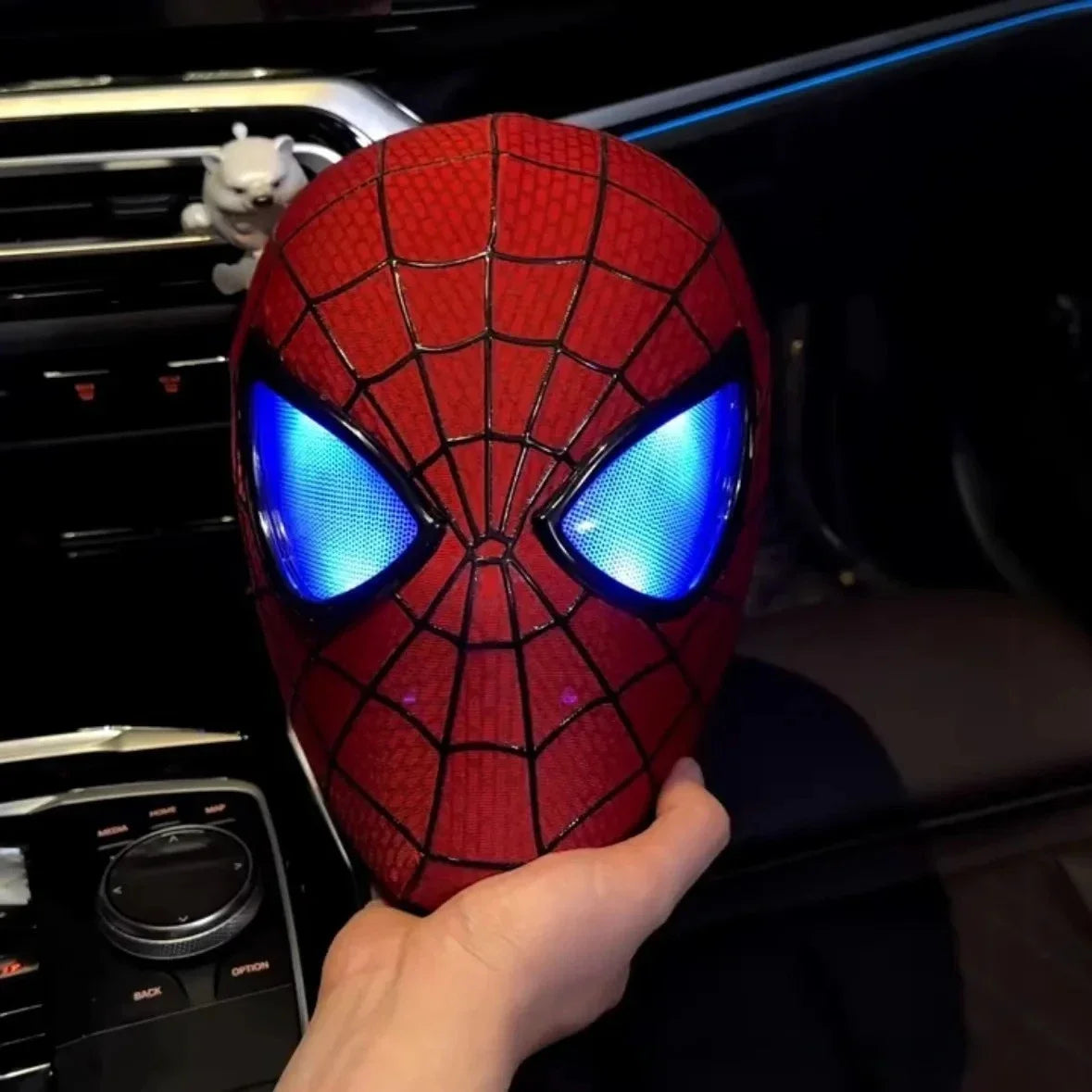 In Stock Miles Spider-Man 1:1 Scale Electronic Mask With Moving Glowing Eyes Ring Control Cosplay Toy Gift For Boys Gift