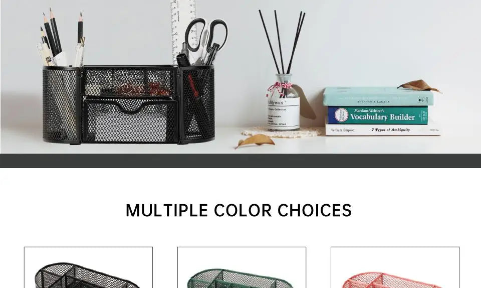 Mesh Desk Organizer Sturdy Metal Pen Stand Student Stationery Office Supplies
