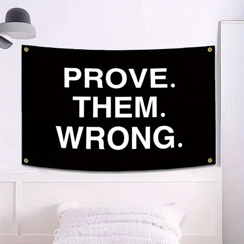 1pc Motivational Fitness Tapestry: Prove Them Wrong - 90x150cm (3x5ft) Inspirational Banner- Suitable for Home Gym, Man Cave,