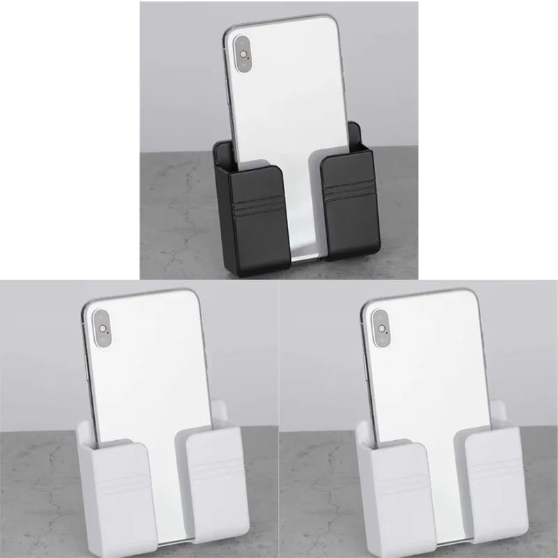 Wall Mounted Phone Charging Holder and Remote Control Organizer
