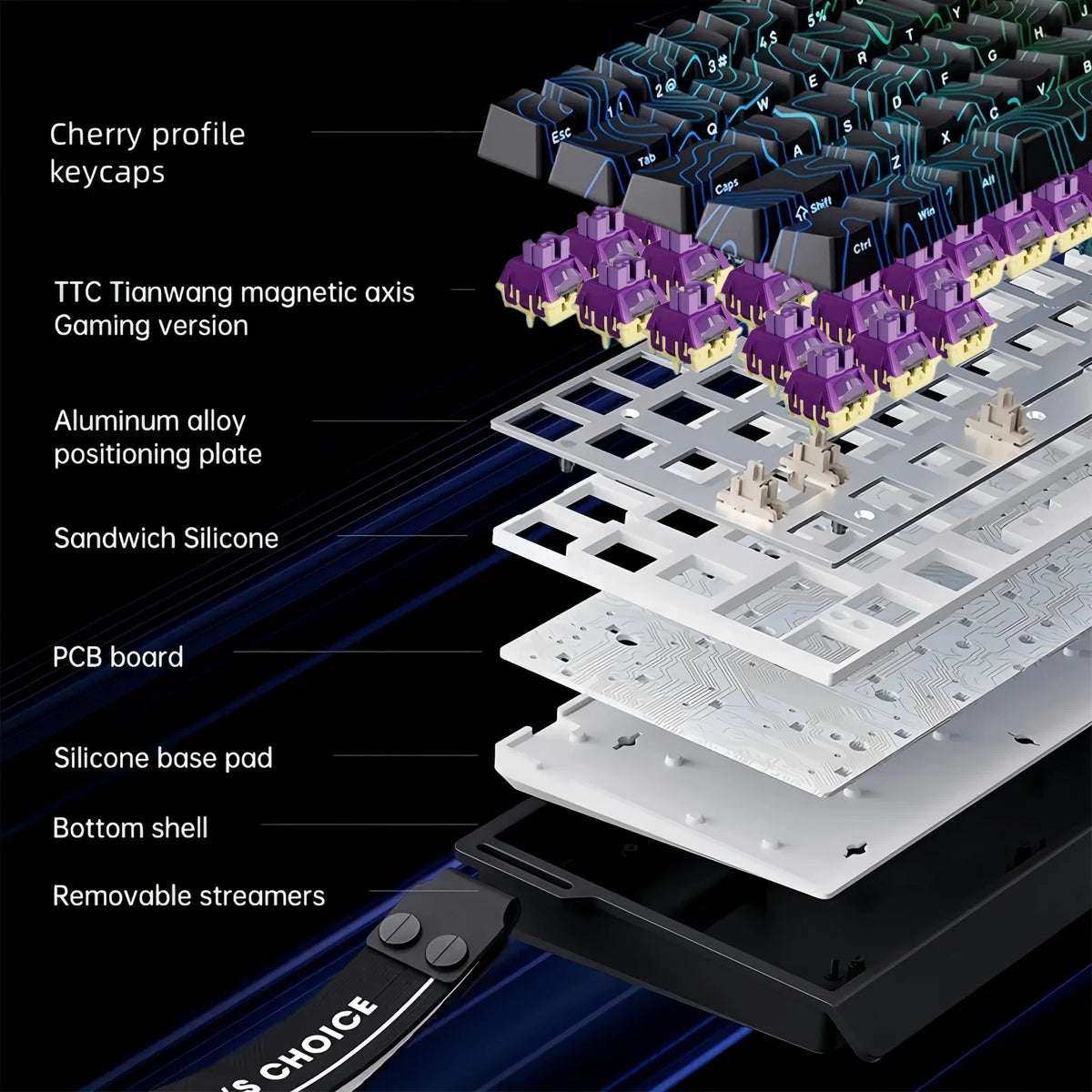 MCHOSE ACE 68 Magnetic Switch Gaming Keyboard Hall Effect Rapid Trigger Programmable RGB 8K Hz DKS/MT/TGL/RS/SOCD Keyboard ﻿