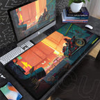 Black Gaming Mousepad XXL Rubber Non-slip Office Deskmat Anime Girl Playmat C-Cyberpunks Style Lock Edge PC Keyboard Accessories