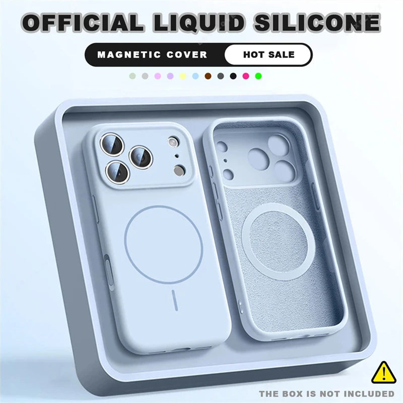 For Magsafe Liquid Silicone Phone Cases For iPhone 18 17 16 15 14 13 12 Pro Max Plus Air Case Magnetic Wireless Charging Cover