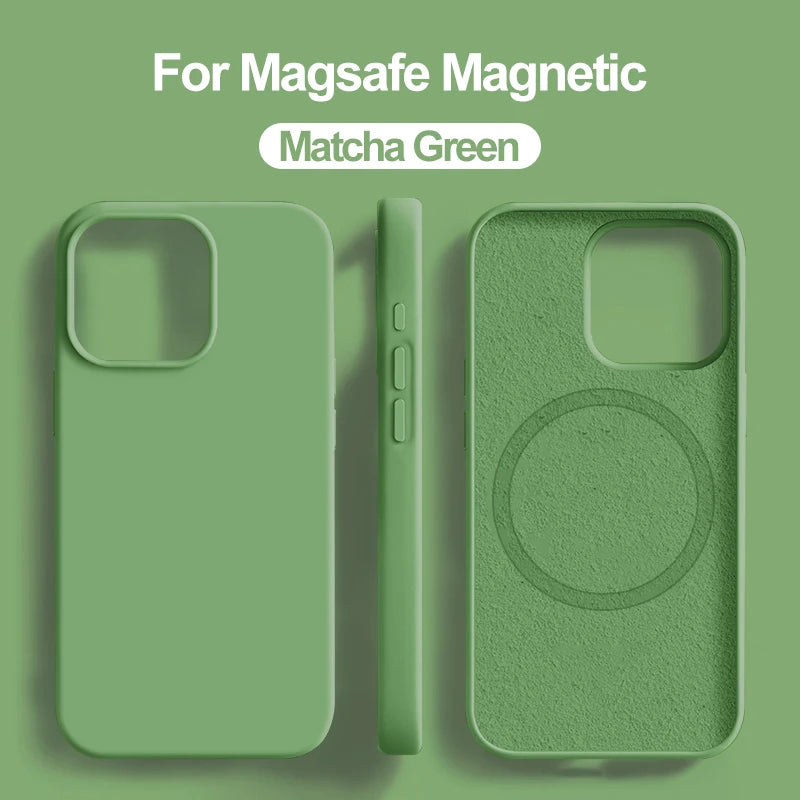 Luxury For Magsafe Wireless Charge Case For Apple iPhone 15 14 13 11 16 17 Pro Max 17 Air Plus Liquid Silicone Shockproof Cover