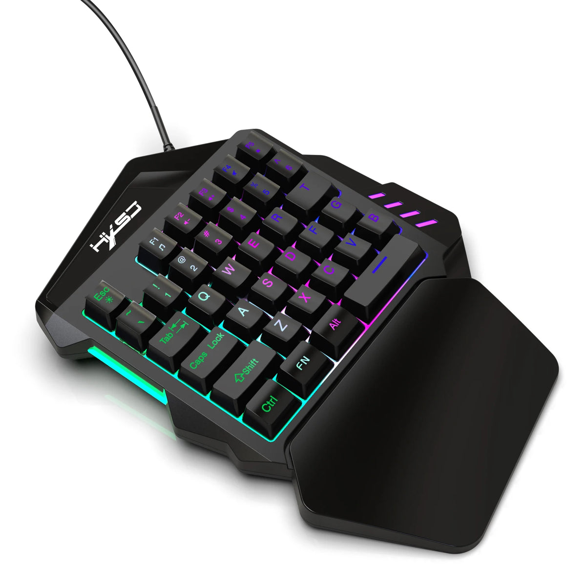 Ergonomic 35-Key Gaming Keyboard with RGB Lighting USB Powered One-Handed Design Thin Film Keys for Enhanced Gaming Experience