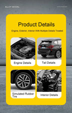 Scale 1:32 M4 X3M Toy Car Model Pull Back Music Light Doors Opened Miniature Vehicle Metal Diecast Models Kids Educational Gifts