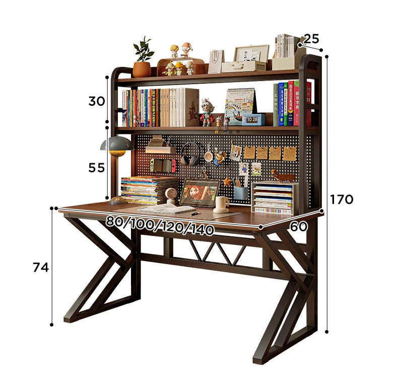 Gaming Desk with Bookshelf and Pegboard Computer Desk with Storage Shelf Home Office Study Desk for Bedroom Small Space