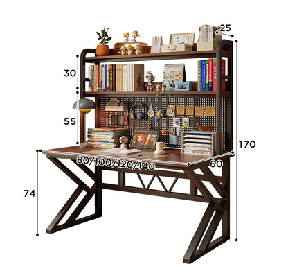 Gaming Desk with Bookshelf and Pegboard Computer Desk with Storage Shelf Home Office Study Desk for Bedroom Small Space