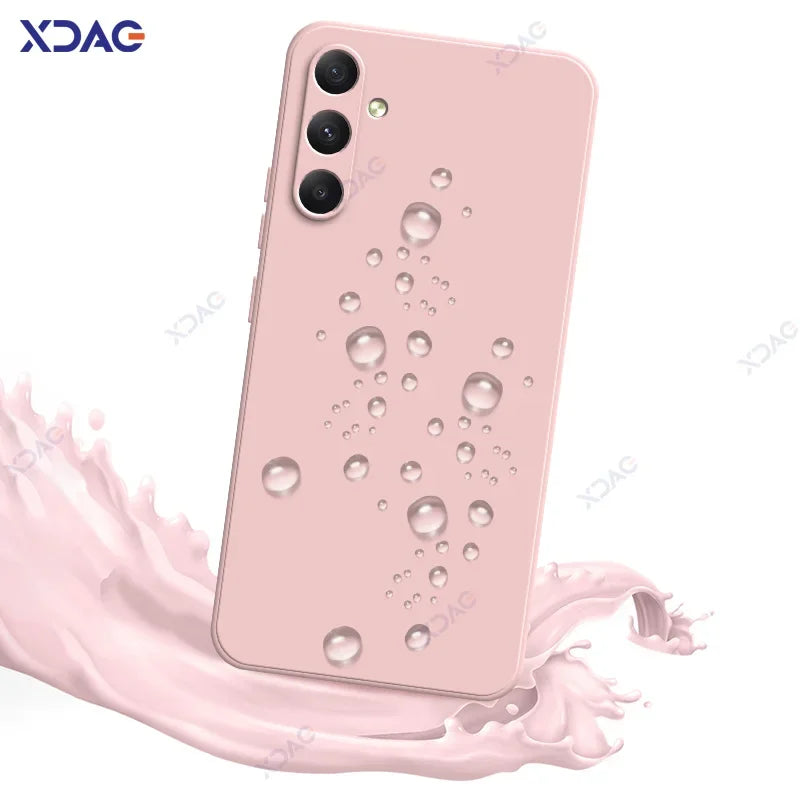 Luxury Square Liquid Silicone Cover for Samsung Galaxy A34 A54 5G SamsungA34 SamsungA54 360 Soft Protective Armor Case Coque Bag