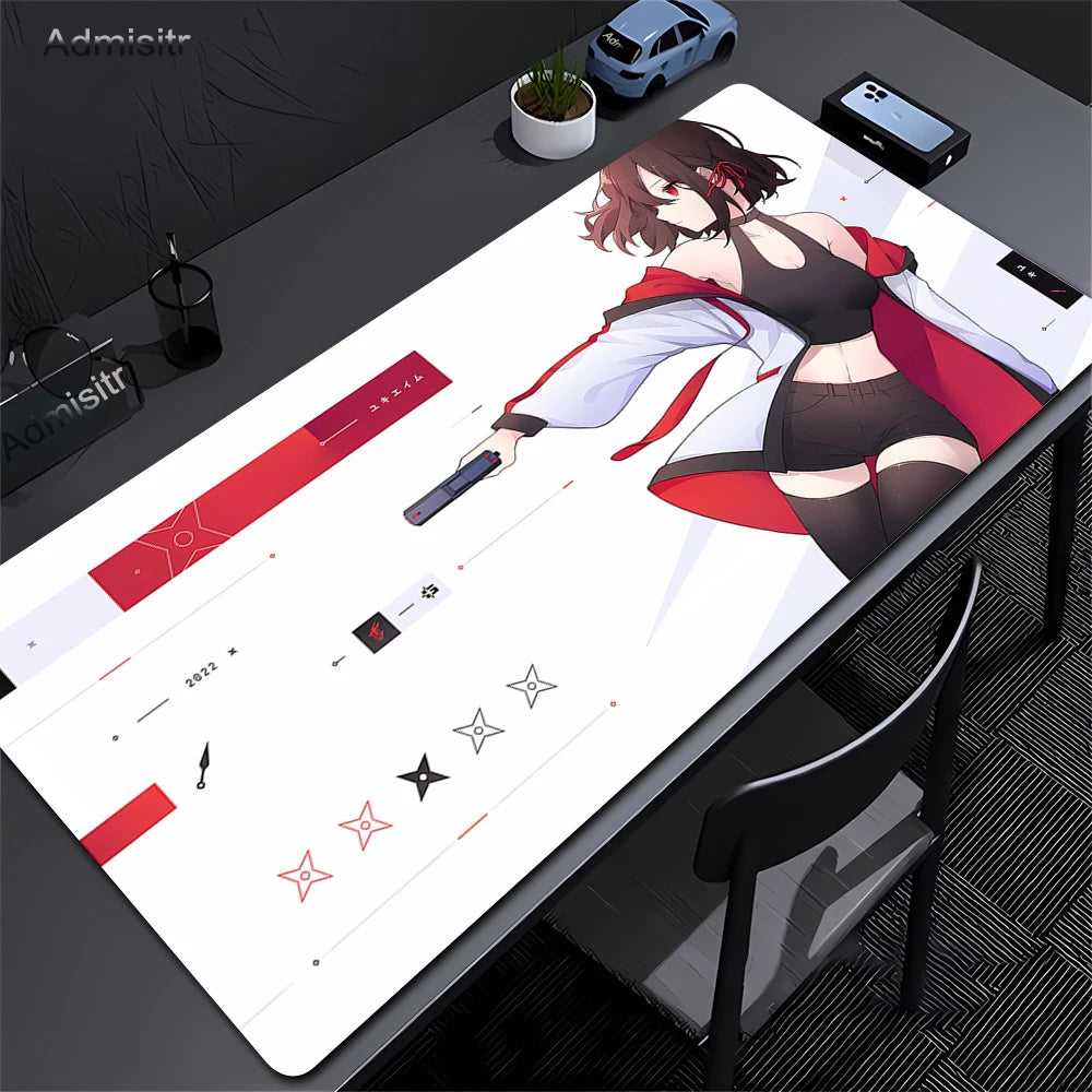 Anime Mask Girl Mouse Pad YUki Aim Gaming Speed Mouse Mat Game Premium Mousepad Gamer E-Sports Desk Mat Computer Keyboard Mats