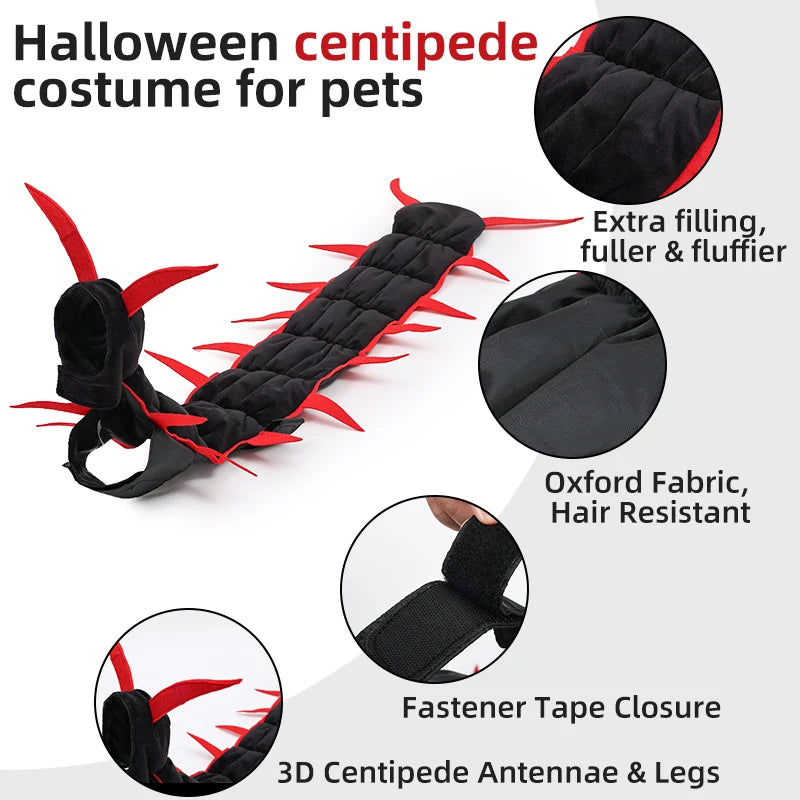 Halloween Costume for Cats Realistic Centipede Small Pets Costume Funny Pet Dress-Up Outfit Cute Cat Costume for Party & Holiday