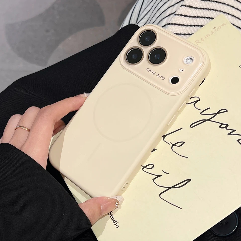 Big Window Liquid Silicone Phone Case For iPhone 17 Air 16 15 14 Plus 12 13 16 Pro Max Official Soft Protector Cover