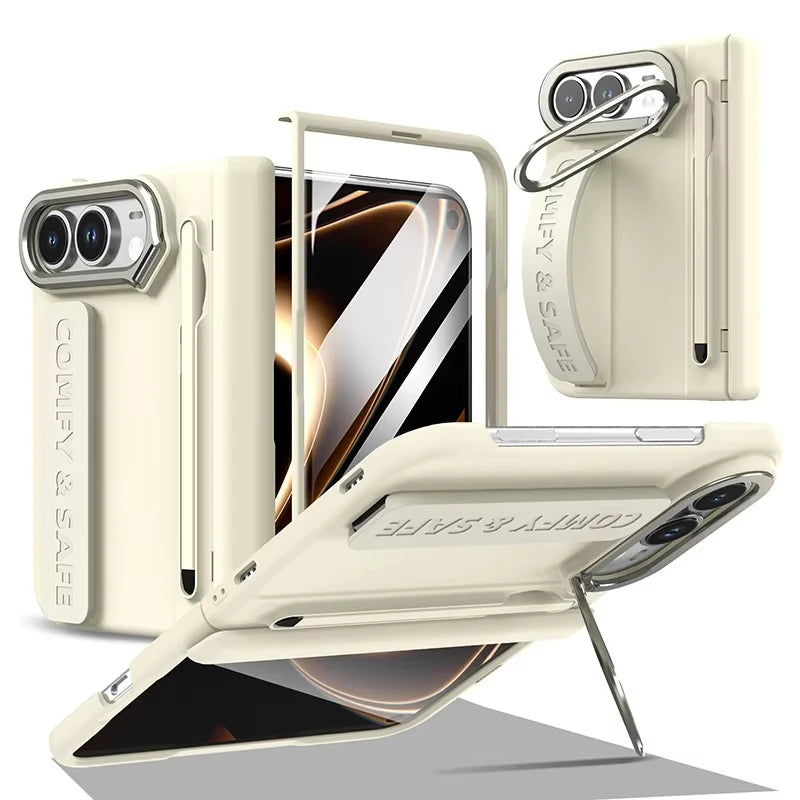 Matte PC Case for iPhone Duo with Wrist Strap Stylus and Kickstand