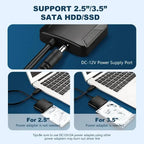 SATA to USB 3.0 Cable SATA III Hard Drive Adapter Converter for 2.5" 3.5" SSD HDD Hard Drive Disk with 12V/2A Power Adapterer