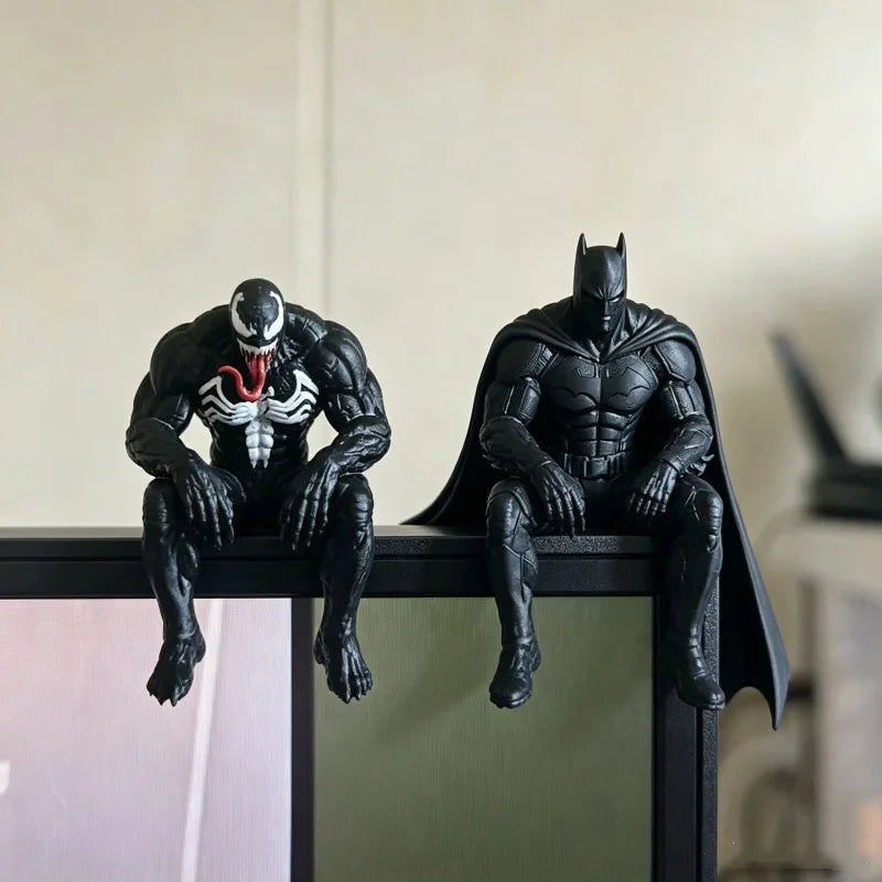 Spider Man Venom Batman Sitting Posture Anime Figure Statue Statue Collection Model Toy Car Desktop Ornament Collect Toy Gift