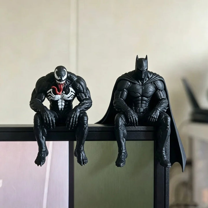 Spider Man Venom Batman Sitting Posture Anime Figure Statue Statue Collection Model Toy Car Desktop Ornament Collect Toy Gift