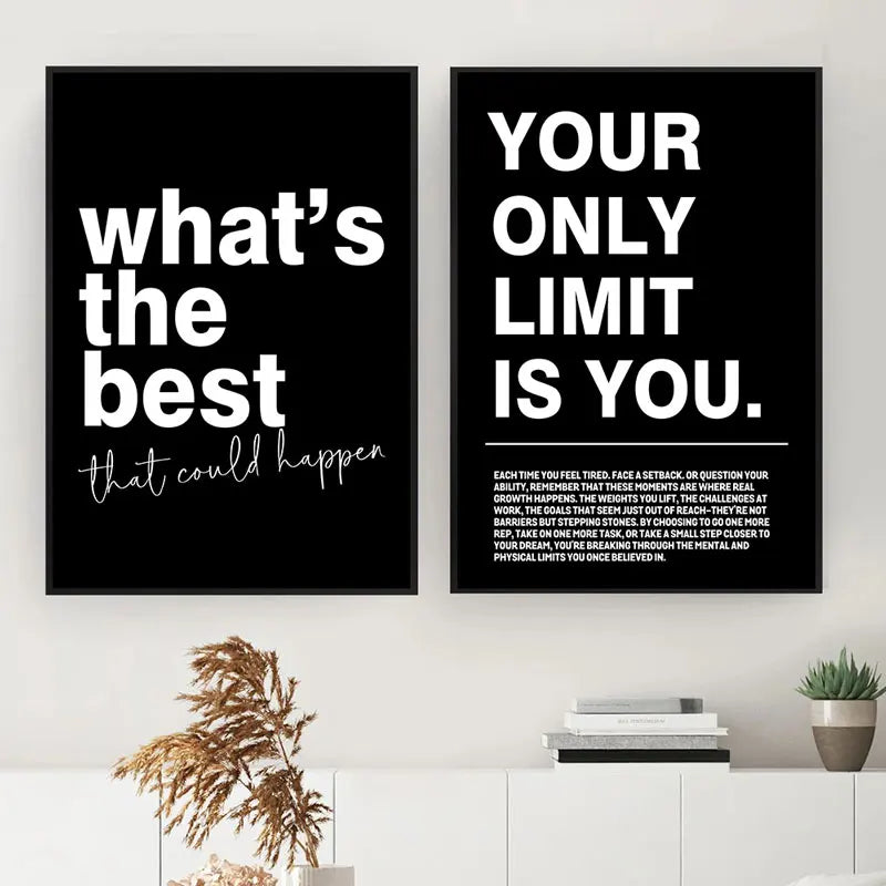 Simple Black Background Inspirational Quotes Canvas Art Poster Prints Modern Motivational Wall Decor Picture for Home
