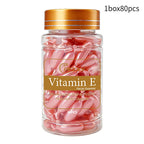 80 Capsules of Vitamin E Facial Essence, Day and Night Moisturizing, Deeply Hydrating, Leaving Skin Soft and Supple, Pink Capsule Packaging, Safe and Hygienic, Easy to Carry