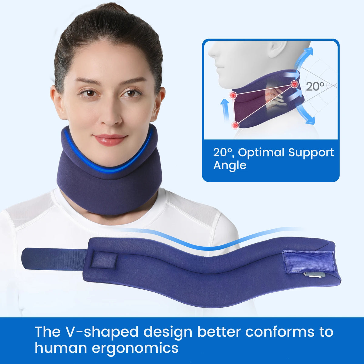VELPEAU Foam Neck Support Brace for Neck Pain and Posture Correction, Adjustable Cervical Collar with Replaceable Sleeve