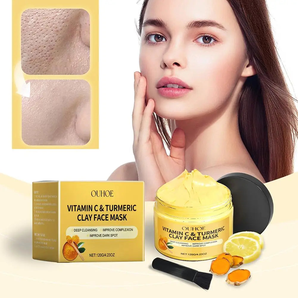 Turmeric Vitamin C Clay Mask Clay for Dull & Blemish-Prone Skin, Deep Cleansing Facial Mask, Face Masks Skincare Oil Control