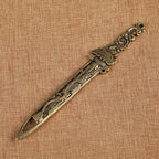 Brass Sword Pendant Waist Decoration Exquisite Double-Sided Carved Small Sword Handle Antique Copper Craft Ornament
