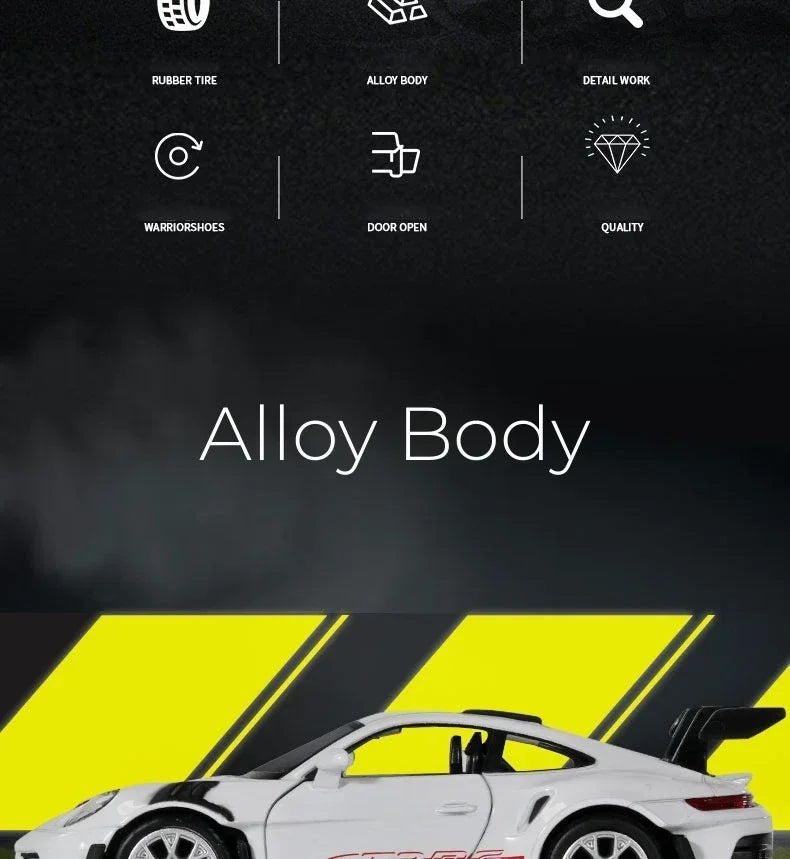 1:36 Porsche 911 GT3 RS Alloy Mini Car Model Racing Diecasts Metal Toy Sports Simulation Collection Pull Back Childrens Gifts