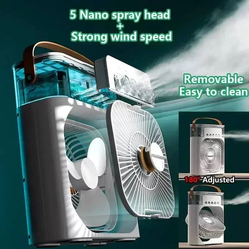 Mini Air Cooler Fan 3-in-1 – Fan, Humidifier & LED Light