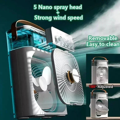 Mini Air Cooler Fan 3-in-1 – Fan, Humidifier & LED Light