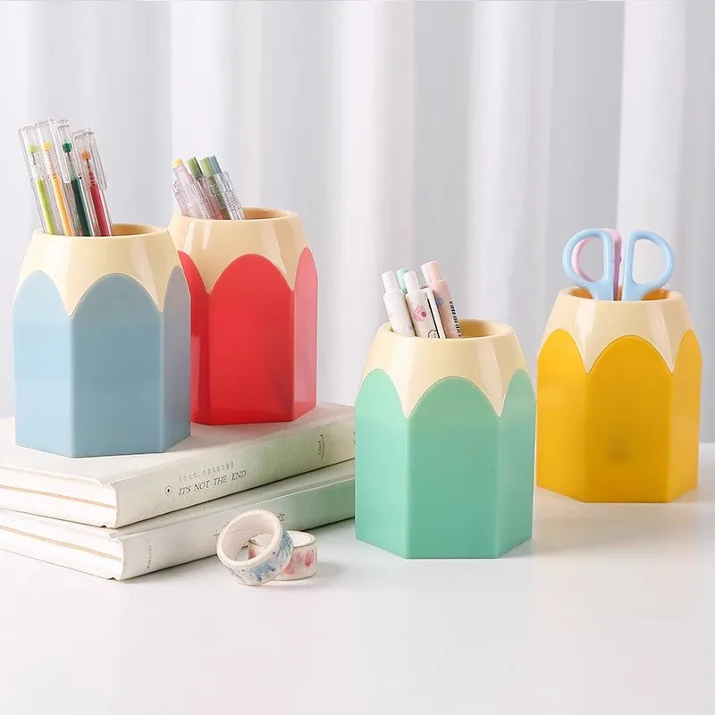Cute Pencil Holder Desk Organizer Stationery Storage Box   Large Mouth Pen Holder Makeup Brush Organizer Box Office Accessories
