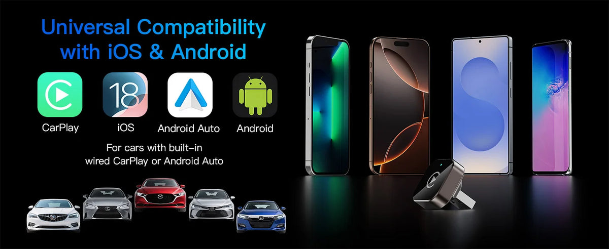 (2026 Upgraded) Wireless CarPlay Adapter for Apple iPhone＆Android, Small Size,Plug and Play,Fast and Stable Connection Wireless