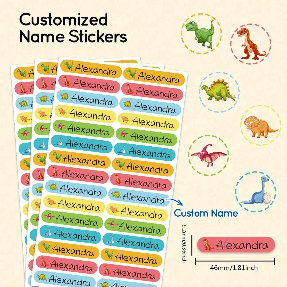 4.6CM Long Custom Name Sticker, Personalized Cartoon Fresh Cute Waterproof Modern School Supply Label, Customized Name Stickers